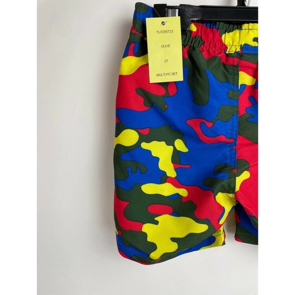 True Religion Olive Size 2T UPF 50+ Rash Guard Swim Trunk Set New $79 - Picture 2 of 10